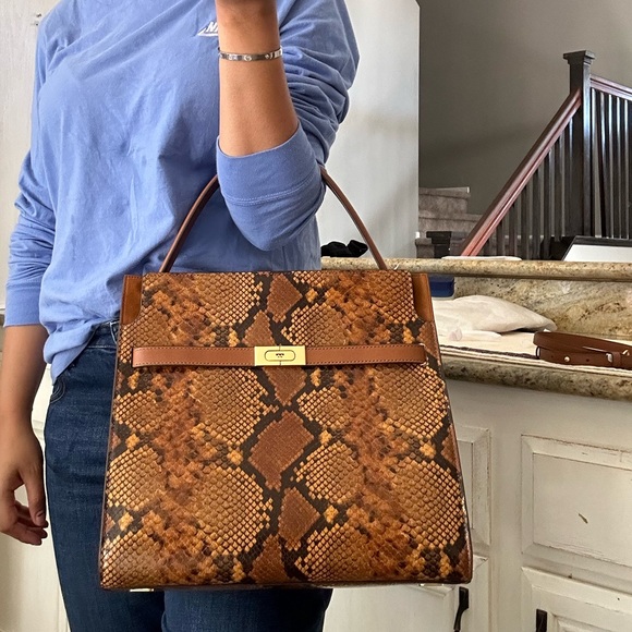 New Tory Burch Lee Radziwill Exotic Double Bag - Picture 5 of 16